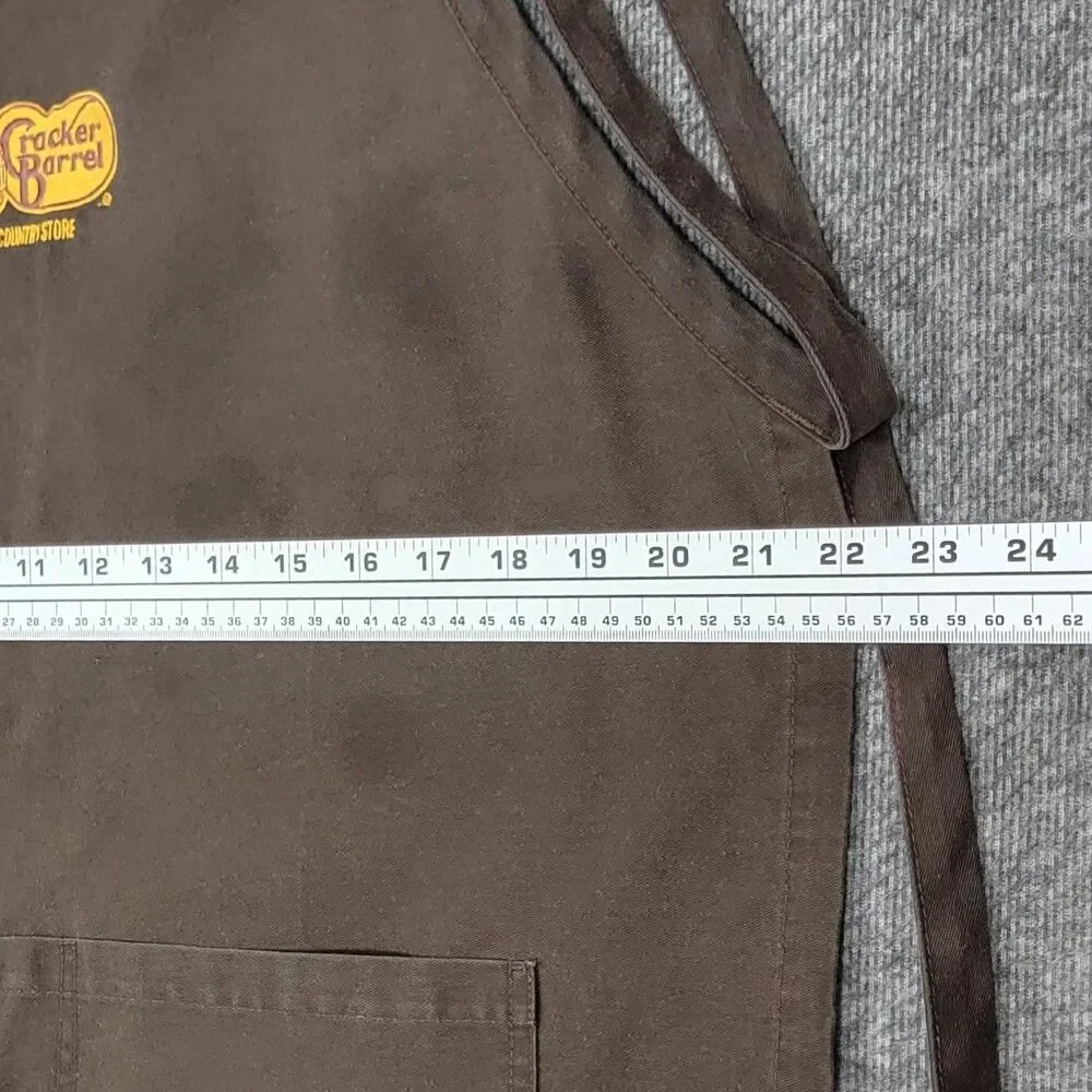 Lot of 2 Cracker Barrel Old Country Store Apron Brown Pockets Adjustable Bib
